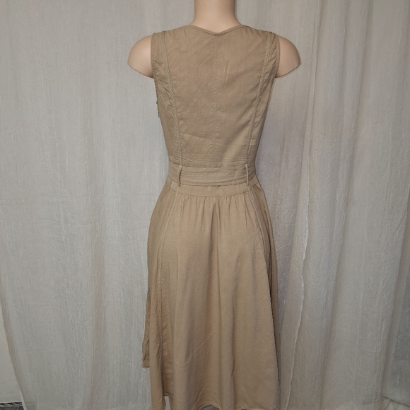 Theory Tan Belted Midi Dress Women Suze 10 - Picture 12 of 16